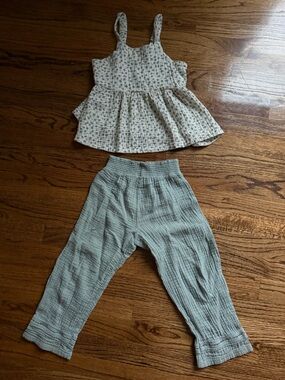 Angel Dear Set - Flower tank top and wide leg pants